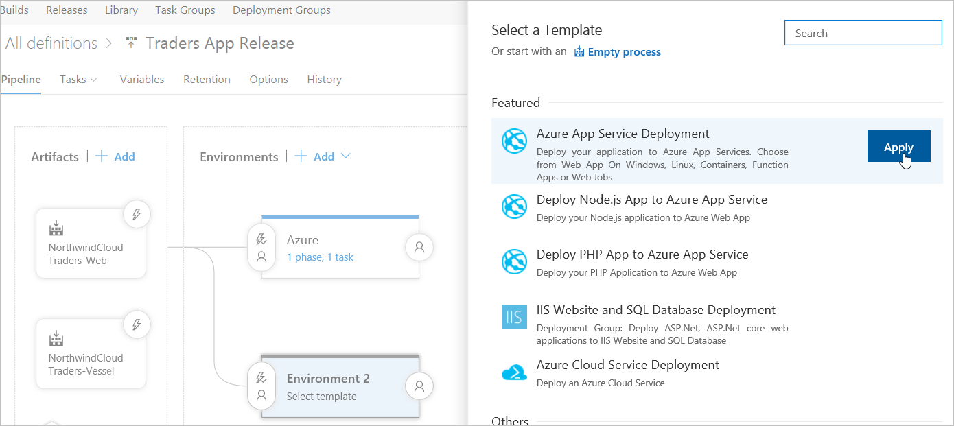 将环境添加到 Azure 应用服务部署